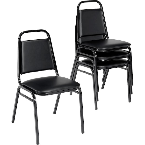 Interion By Global Industrial Interion Banquet Chair with Square Back, Vinyl, 1-1/2in Seat Thickness, Black 695862 - main